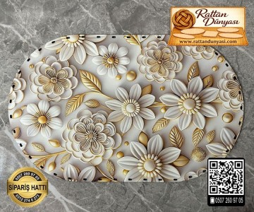 Tam Baskılı Oval Rattan Taban - Model 12