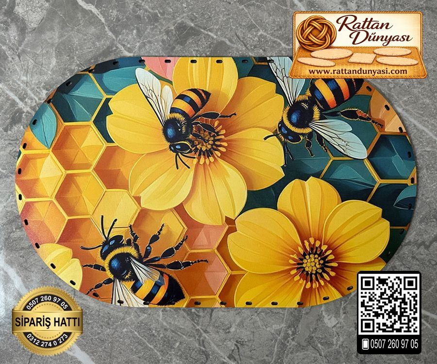 Tam Baskılı Oval Rattan Taban - Model 3