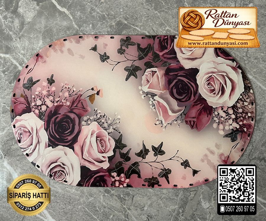 Tam Baskılı Oval Rattan Taban - Model 4