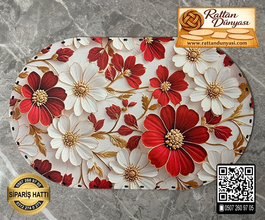 Tam Baskılı Oval Rattan Taban - Model 9 Tam Baskılı Oval Rattan Taban - Model 9