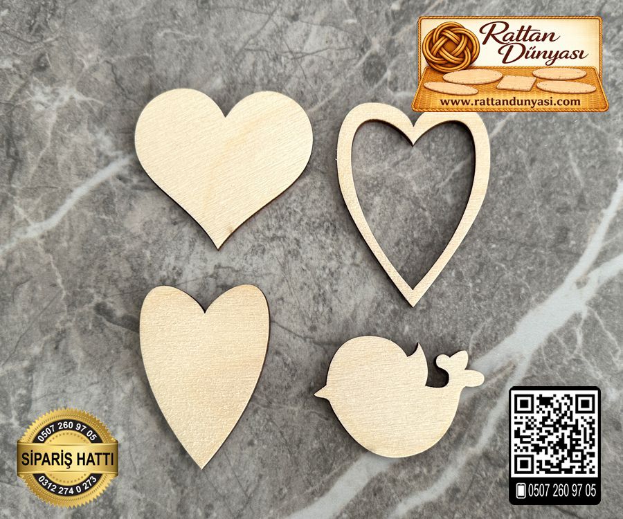 Kalp Kuş Ahşap Obje