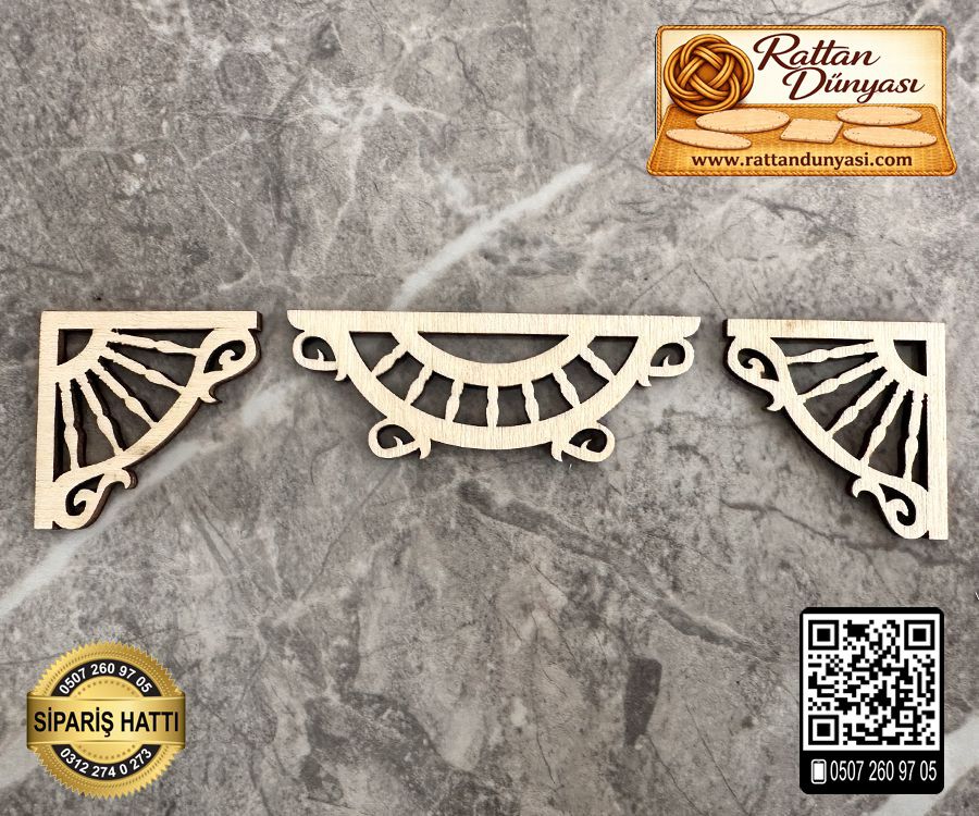 Köşe Motif Ahşap Obje - Model 7