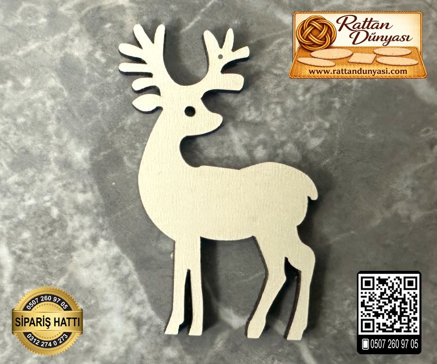 Geyik Ahşap Obje - 1 Model