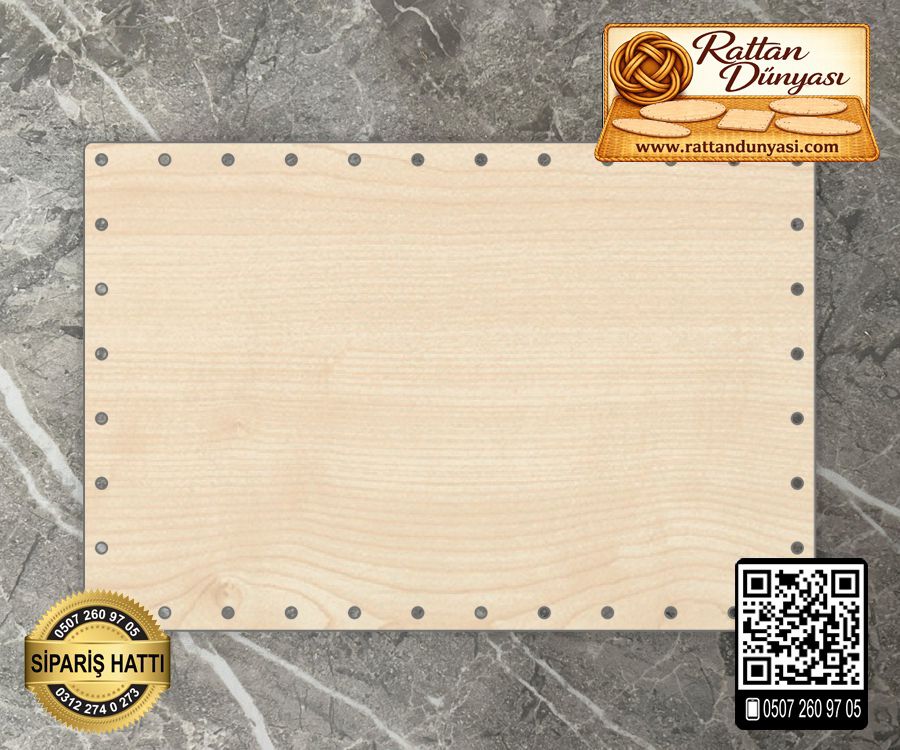 Dikdörtgen Akçaağaç Kağıt Çubuk Tabanı - 15x25 cm