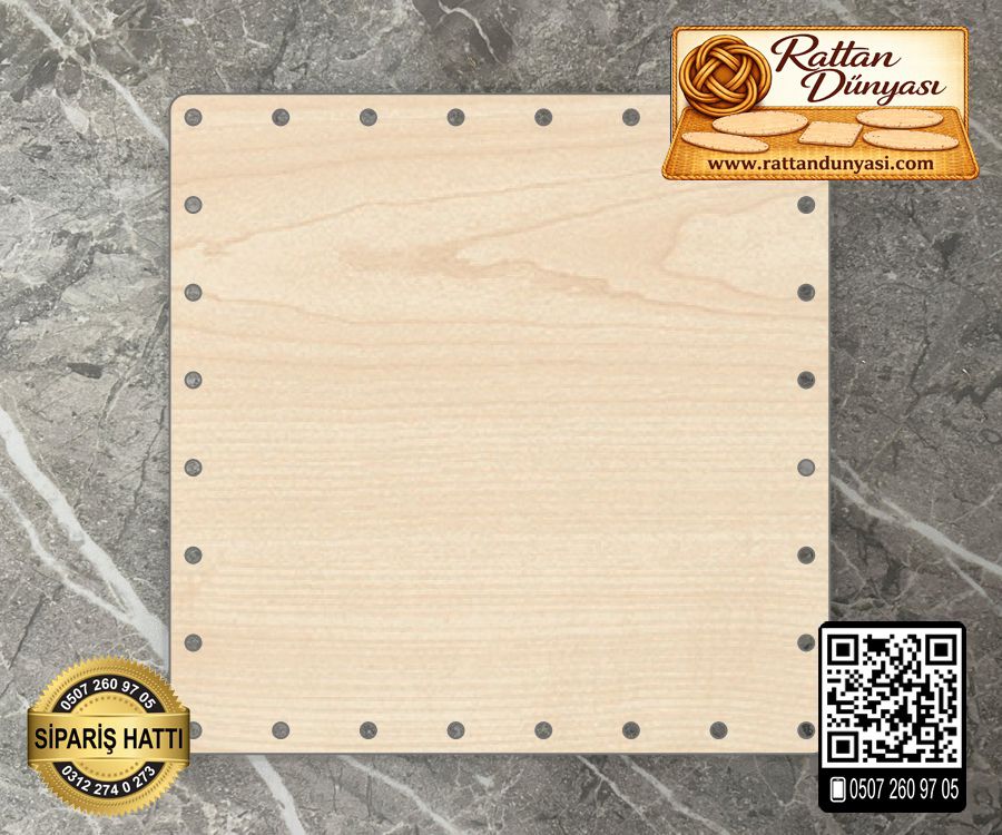 Kare Akçaağaç Kağıt Çubuk Tabanı - 20 cm