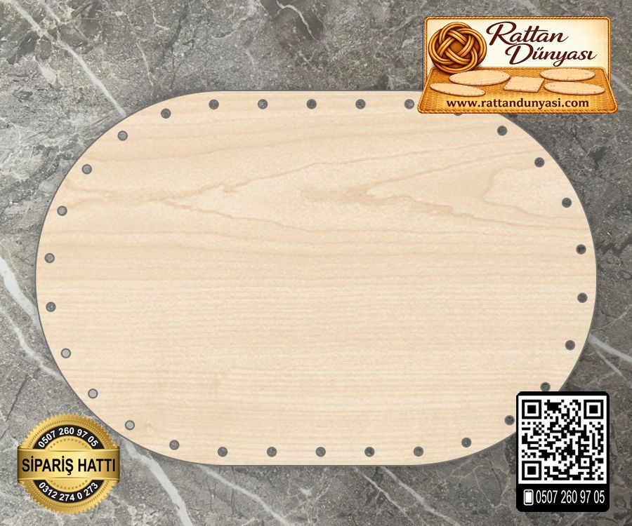 Oval Akçaağaç Kağıt Çubuk Tabanı - 10x20 cm