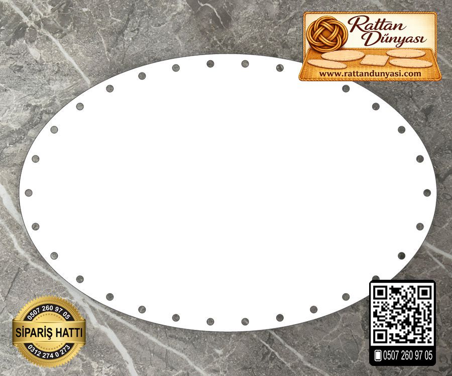 Beyaz Elips Kağıt Çubuk Tabanı - 15x25 cm