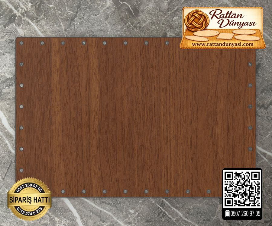 Ceviz Dikdörtgen Kağıt Çubuk Tabanı - 20x30 cm