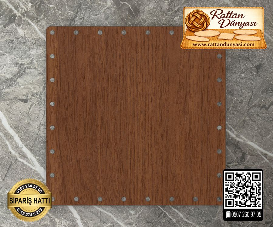 Ceviz Kare Kağıt Çubuk Tabanı - 30 cm