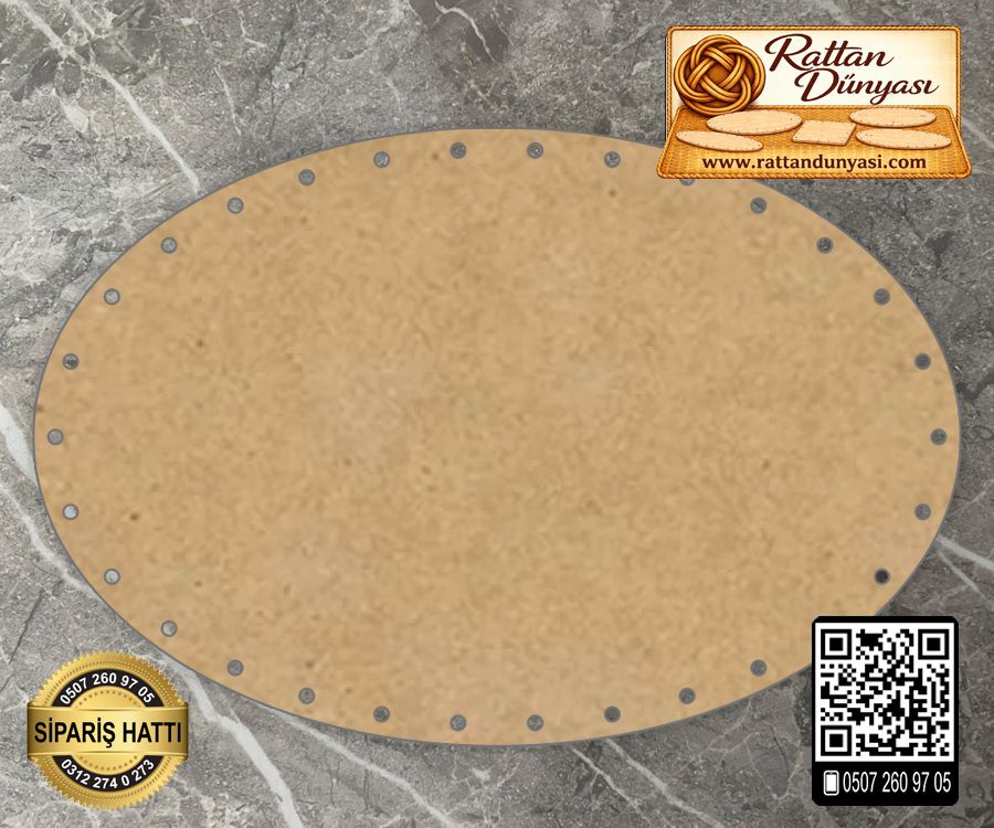 Ham Elips Kağıt Çubuk Tabanı - 15x25 cm