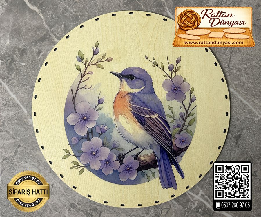 Baskılı Daire Rattan Taban - Model-11