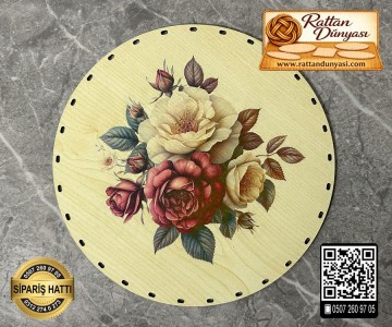Baskılı Daire Rattan Taban - Model-17