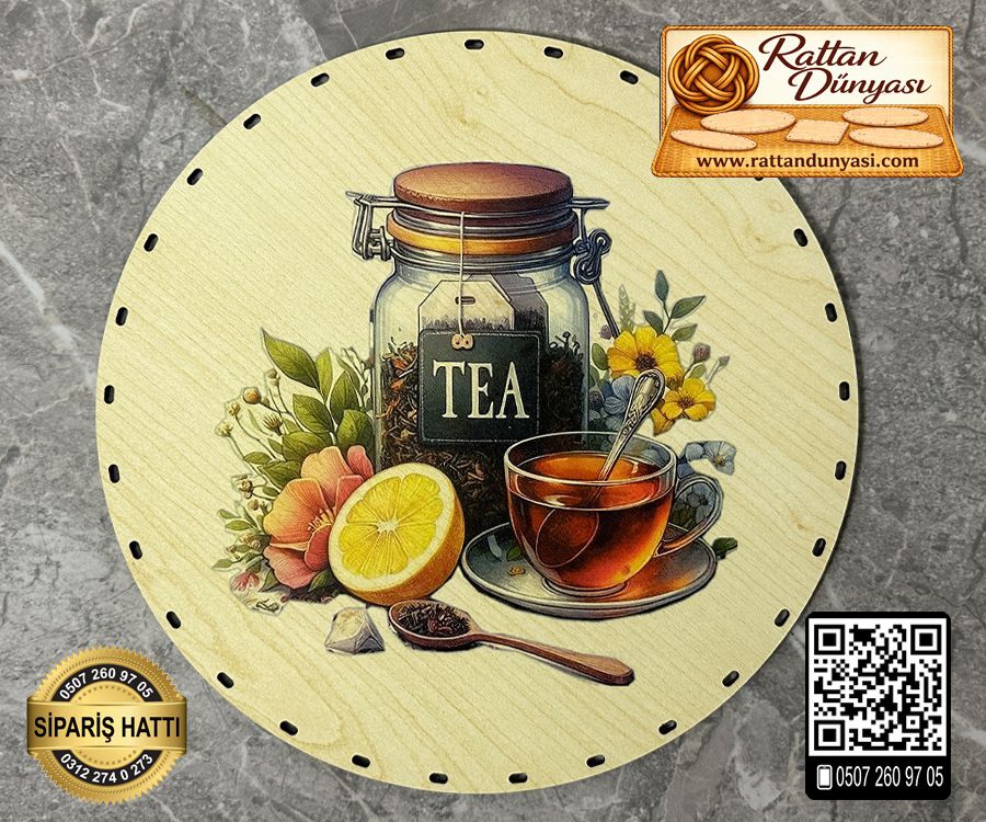 Baskılı Daire Rattan Taban - Model-49