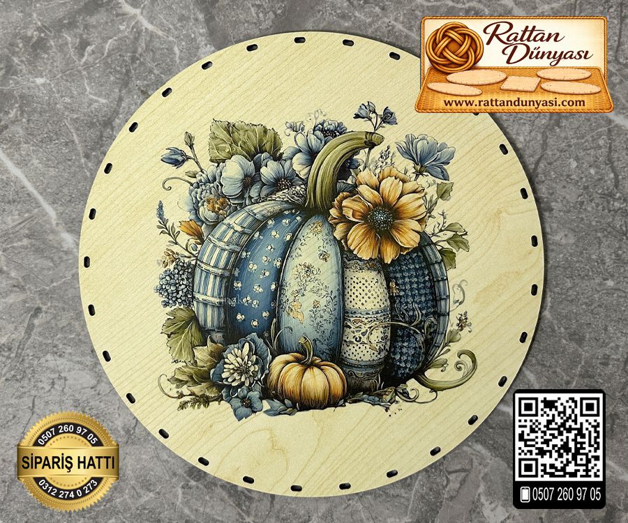 Baskılı Daire Rattan Taban - Model-51