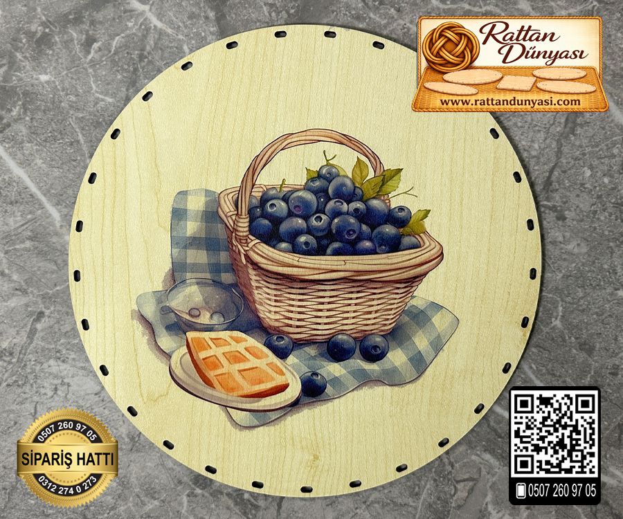 Baskılı Daire Rattan Taban - Model-72