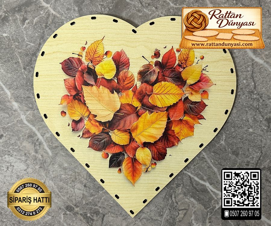 Baskılı Kalp Rattan Taban - Model4