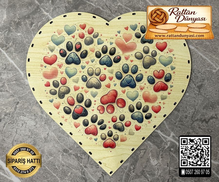 Baskılı Kalp Rattan Taban - Model7 Baskılı Kalp Rattan Taban - Model7