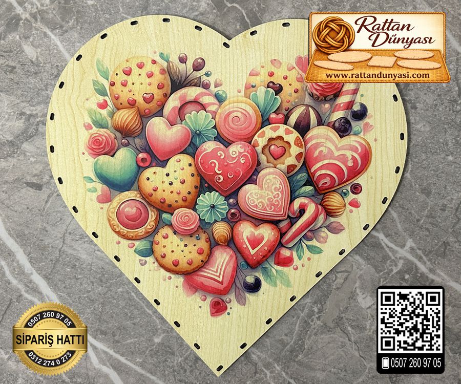 Baskılı Kalp Rattan Taban - Model8 Baskılı Kalp Rattan Taban - Model8