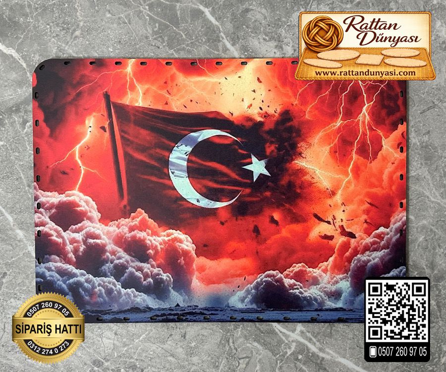 Baskılı Milli Temalı Dikdörtgen Rattan Taban - Model-6 Baskılı Milli Temalı Dikdörtgen Rattan Taban - Model-6
