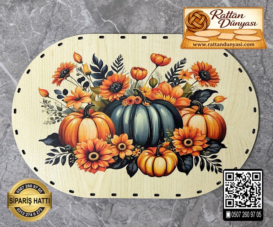 Baskılı Oval Rattan Taban - Model-12