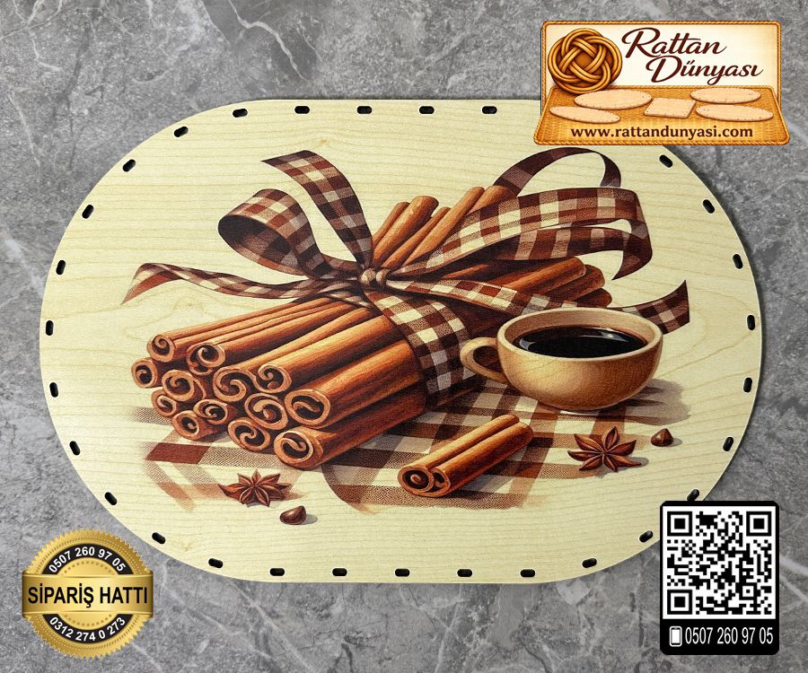 Baskılı Oval Rattan Taban - Model-15