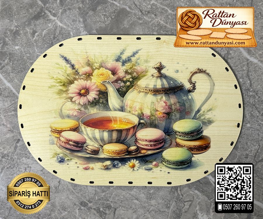 Baskılı Oval Rattan Taban - Model-18