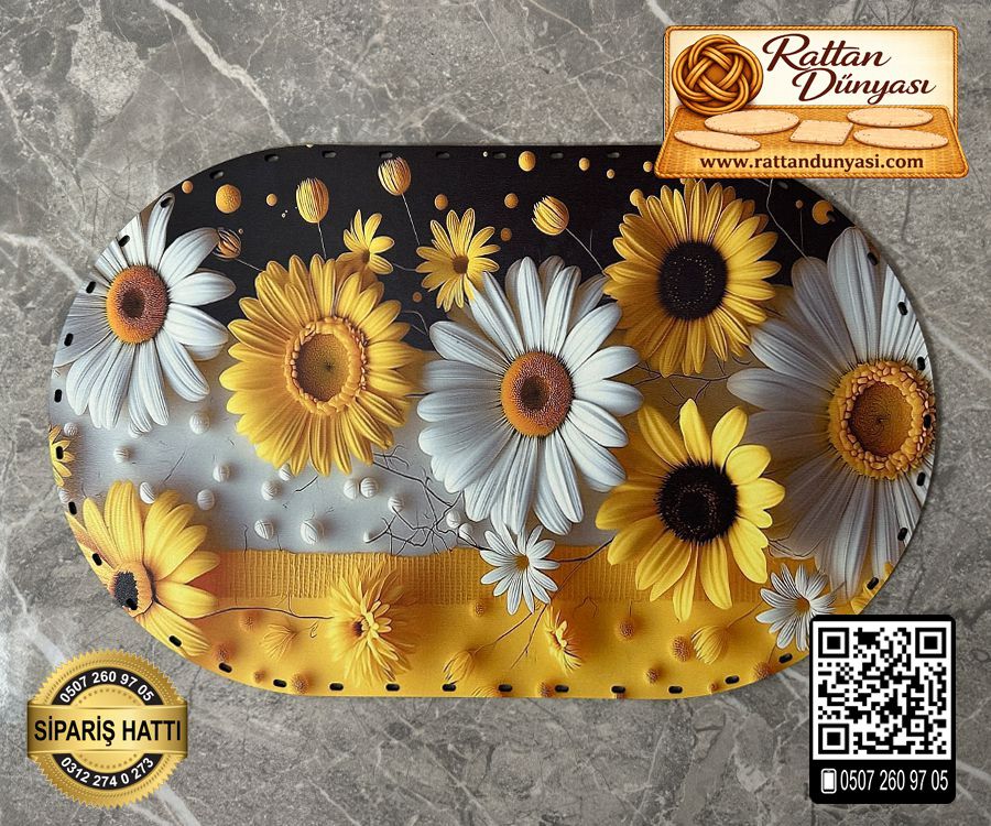 Tam Baskılı Oval Rattan Taban - Model 1