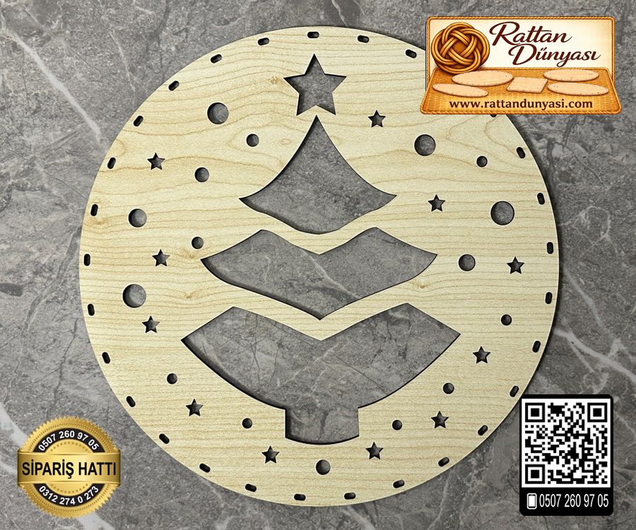 Çam Ağaçlı Rattan Kapı Süsü - 2 Model - 25 cm