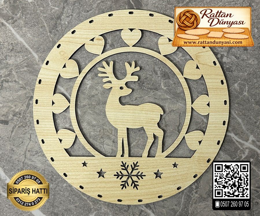 Geyik Rattan Kapı Süsü - 2 Model - 25 cm Geyik Rattan Kapı Süsü - 2 Model - 25 cm