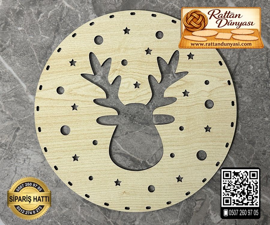 Geyik Rattan Kapı Süsü - 3 Model - 30 cm