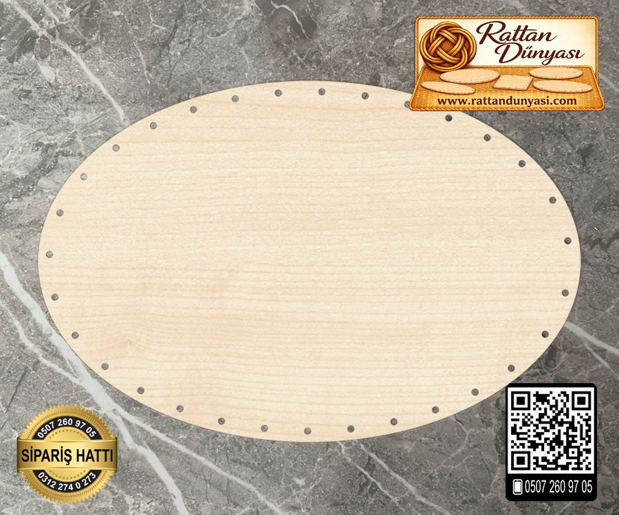 Rattan Akçaağaç Elips Taban - 35x25 cm