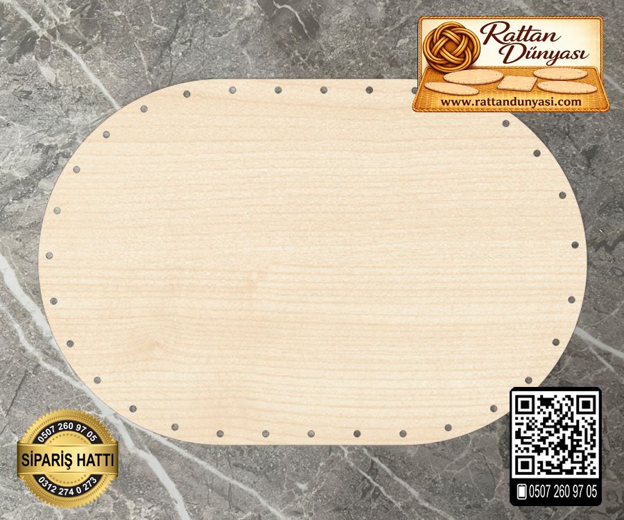 Rattan Akçaağaç Oval Taban - 40x25 cm