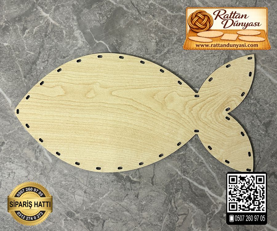Rattan Akçaağaç Balık Taban - 30x15 cm