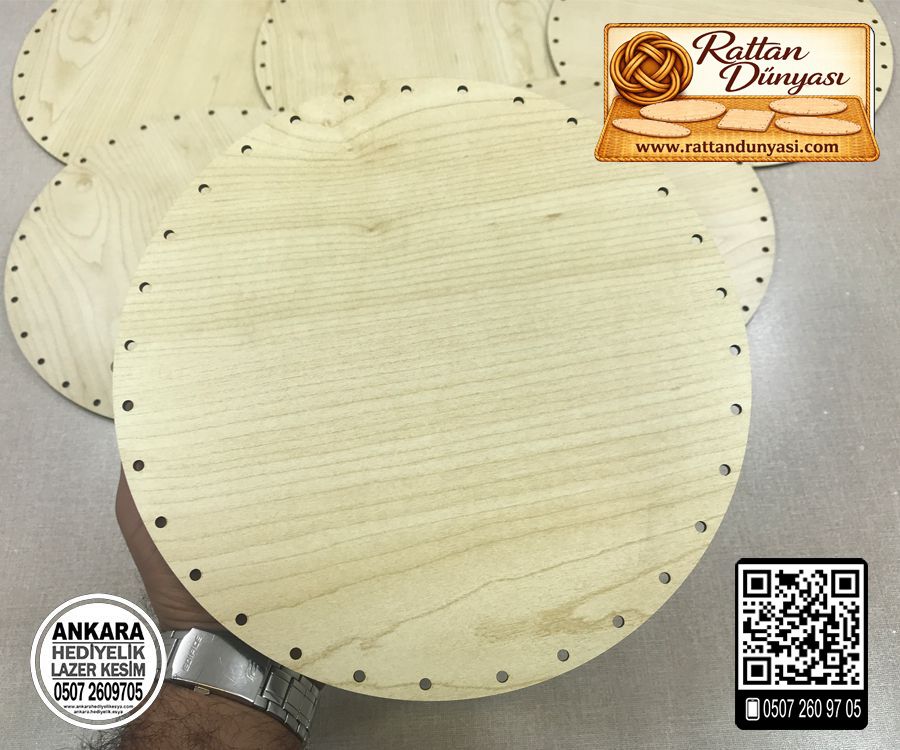 Rattan Akçaağaç Daire Taban - 35 cm