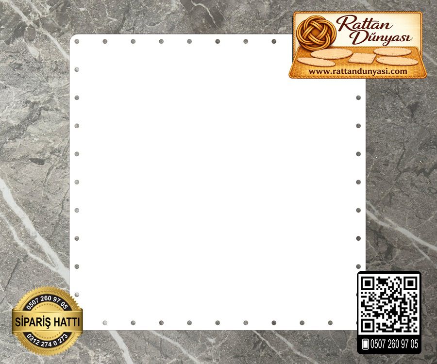 Rattan Beyaz Kare Taban - 40 cm Rattan Beyaz Kare Taban - 40 cm