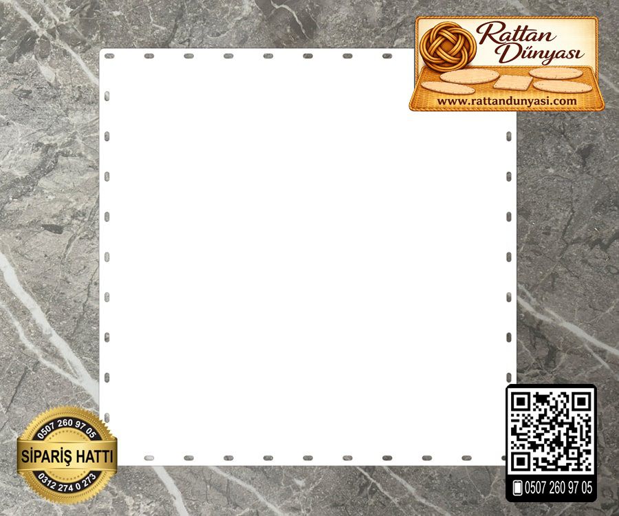 Rattan Beyaz Kare Taban - 40 cm Rattan Beyaz Kare Taban - 40 cm