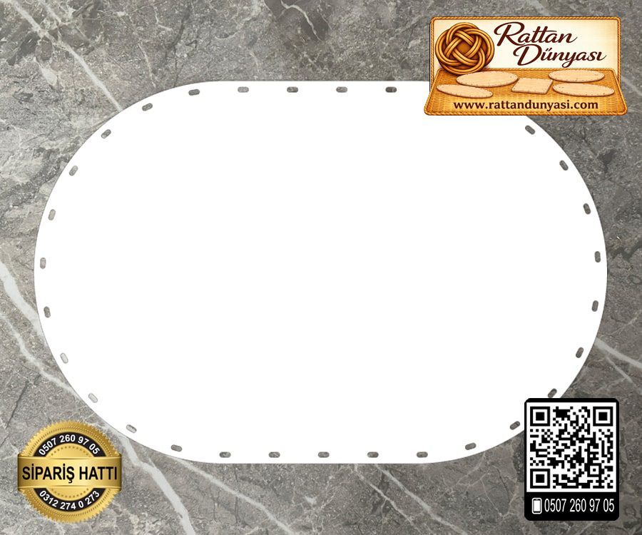 Rattan Beyaz Oval Taban - 30x20 cm Rattan Beyaz Oval Taban - 30x20 cm