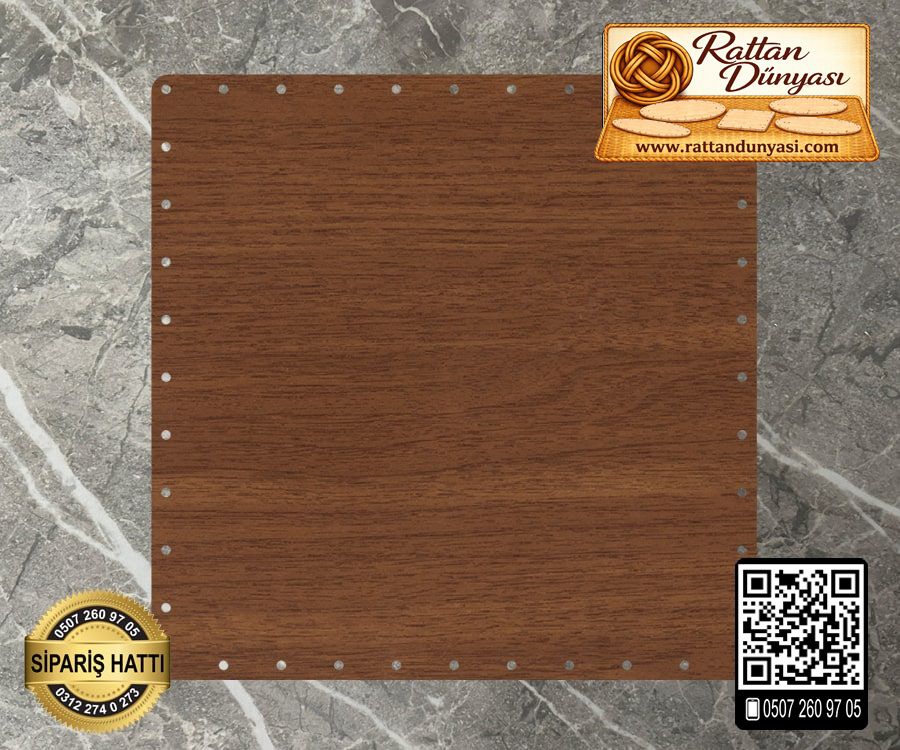 Rattan Ceviz Renk Kare Taban - 10 cm Rattan Ceviz Renk Kare Taban - 10 cm