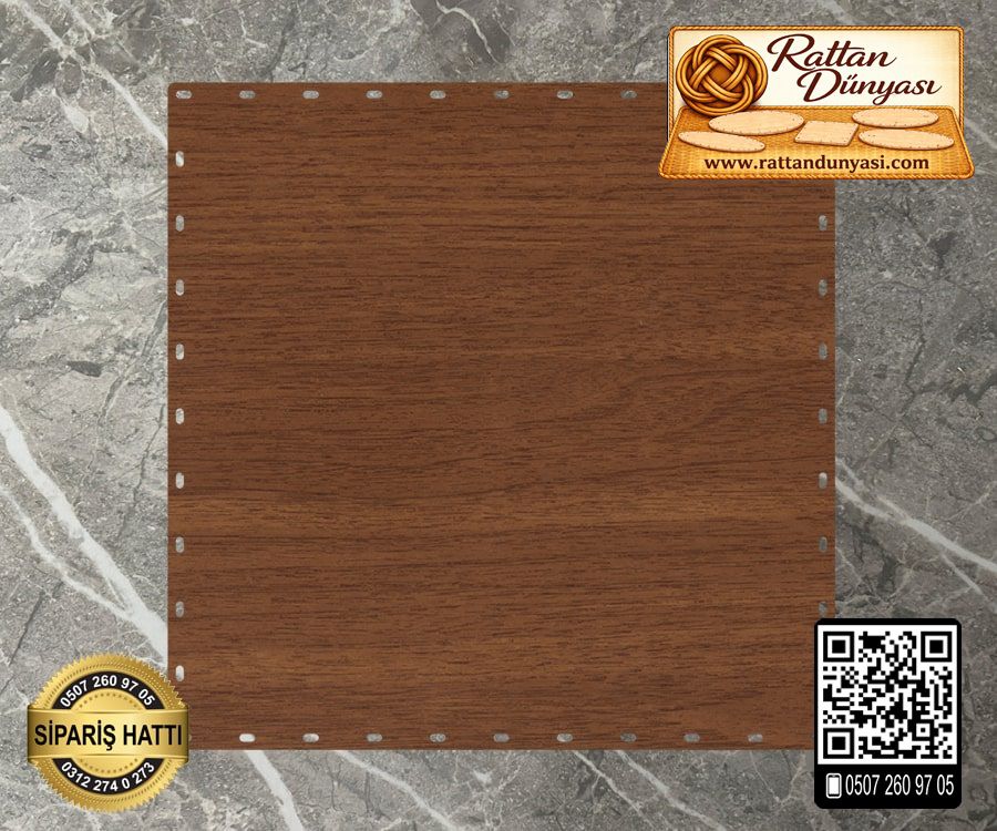 Rattan Ceviz Renk Kare Taban - 10 cm Rattan Ceviz Renk Kare Taban - 10 cm