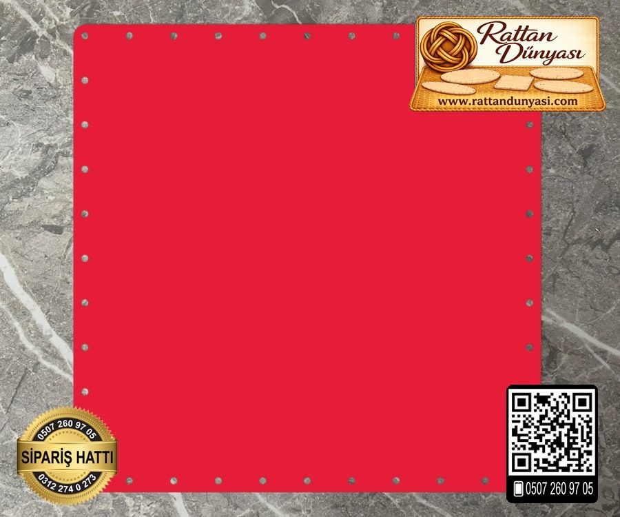 Rattan Kırmızı Renk Kare Taban - 12 cm