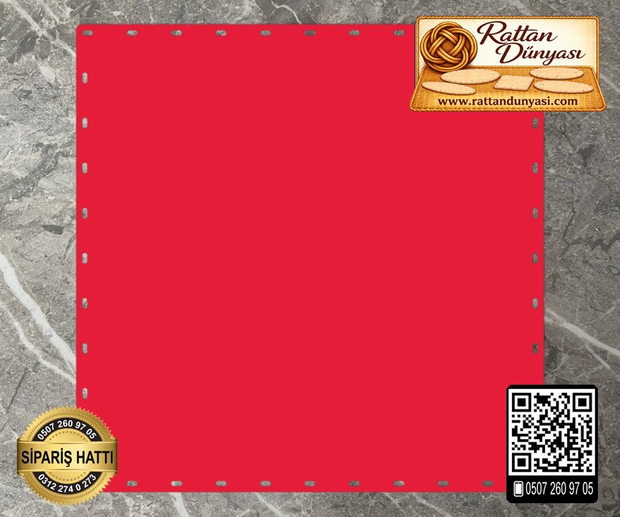 Rattan Kırmızı Renk Kare Taban - 12 cm