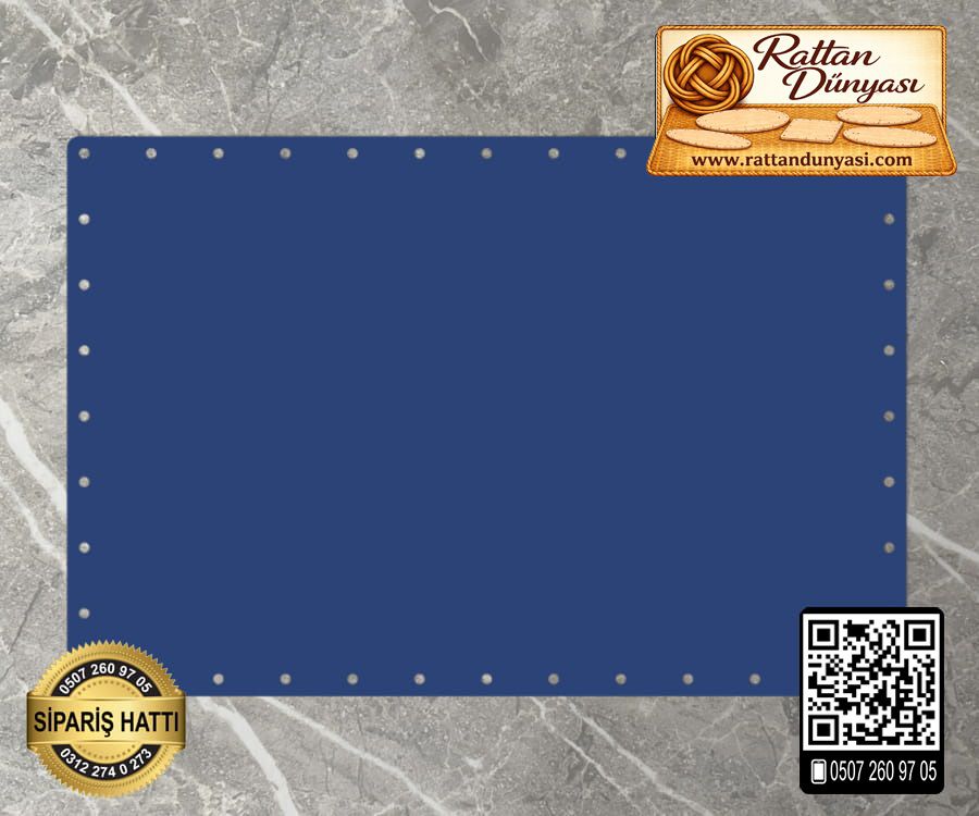 Rattan Lacivert Renk Dikdörtgen Taban - 30x20 cm Rattan Lacivert Renk Dikdörtgen Taban - 30x20 cm