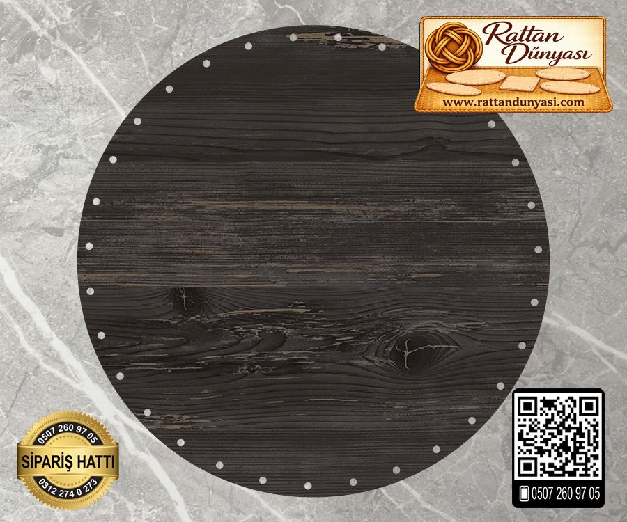 Rattan Rebab Daire Taban - 15 cm