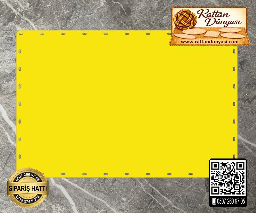 Rattan Sarı Renk Dikdörtgen Taban - 25x15 cm