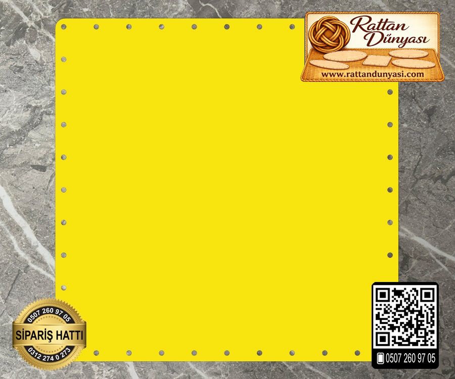 Rattan Sarı Renk Kare Taban - 15 cm