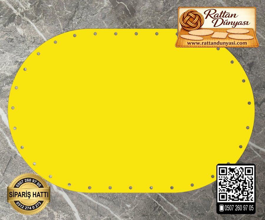 Rattan Sarı Renk Oval Taban - 20x10 cm