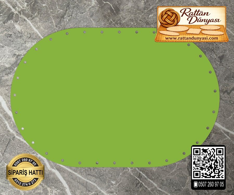 Rattan Yeşil Renk Oval Taban - 30x20 cm Rattan Yeşil Renk Oval Taban - 30x20 cm