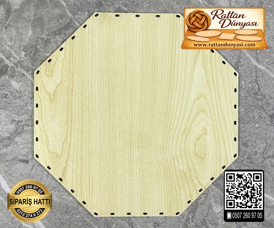 Köşeli Akçaağaç Rattan Taban - 30 cm Köşeli Akçaağaç Rattan Taban - 30 cm