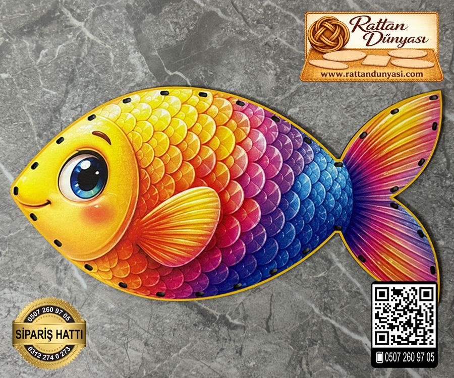 Baskılı Balık Rattan Taban - Model 3 Baskılı Balık Rattan Taban - Model 3