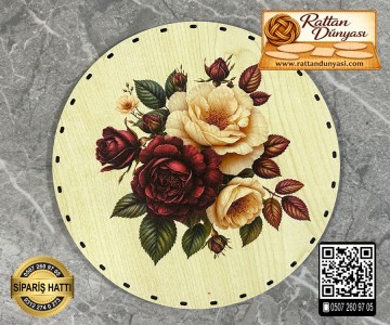 Baskılı Daire Rattan Taban - Model-17